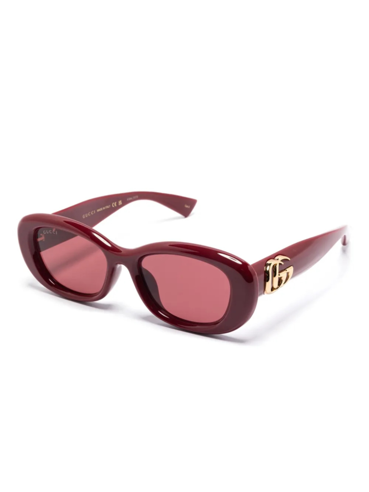 Солнцезащитные очки Gucci Eyewear в овальной оправе, красный — фото 2