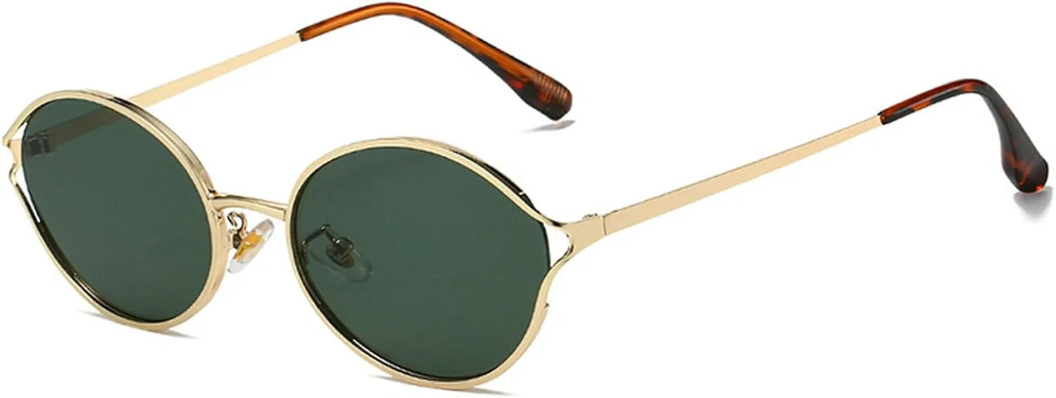 

Мужские солнцезащитные очки в стиле ретро, ​​круглые, панк, модные женские солнцезащитные очки в металлической оправе, защита от УФ-излучения UV400 mincl, Green