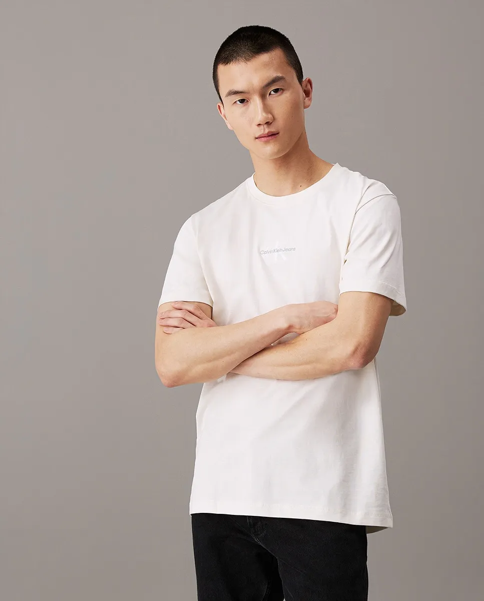 

Мужская футболка с коротким рукавом и вышитой монограммой Calvin Klein Jeans, цвет Crudo