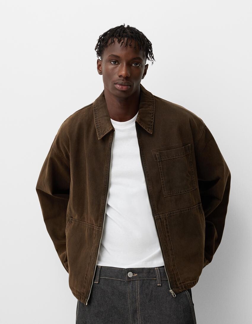

Джинсовая куртка Bershka, коричневый