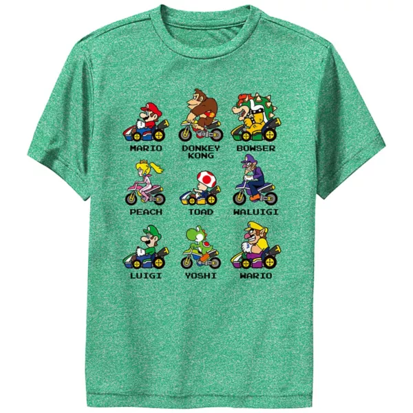 

Футболка с изображением персонажа Mario Kart сбоку для мальчиков 8-20 лет Licensed Character, цвет kelly heather