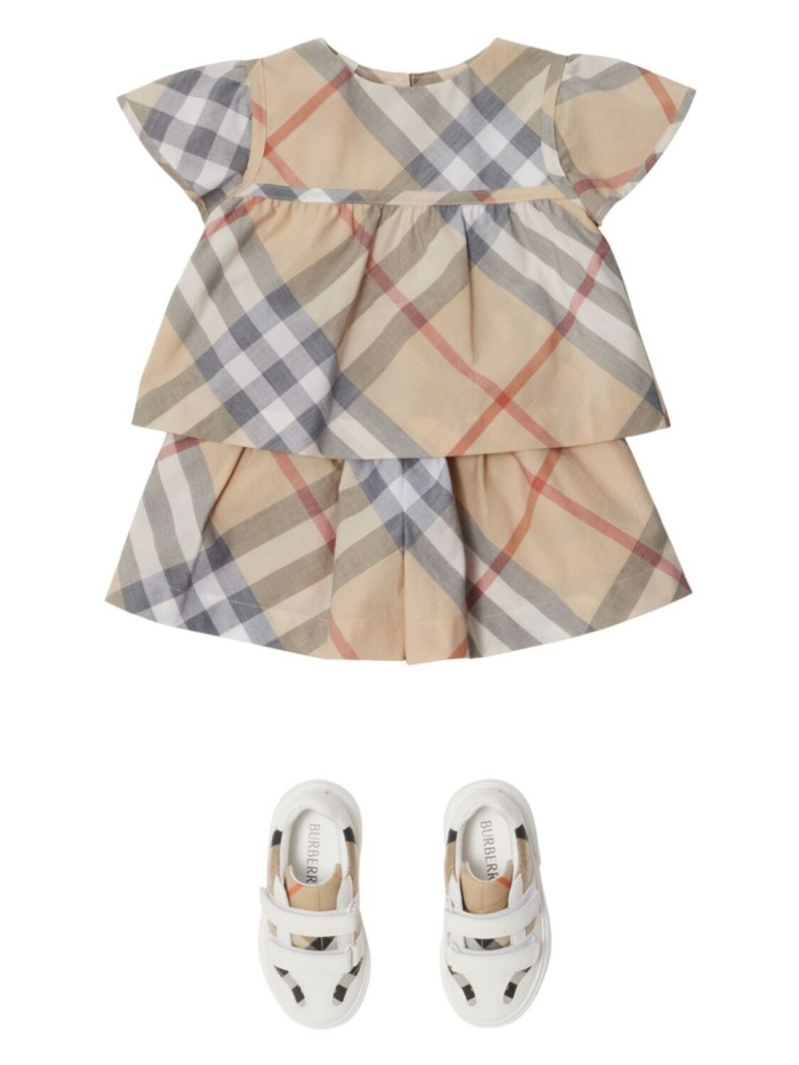 Burberry Kids шорты в клетку, нейтральный цвет — фото 2