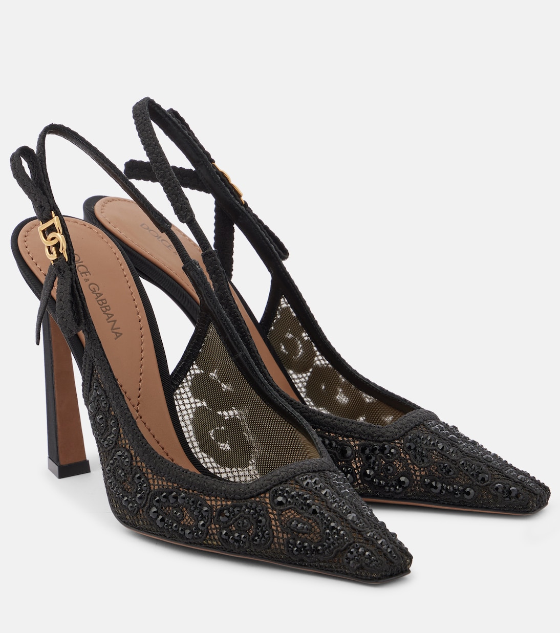 Туфли-лодочки с открытой пяткой и декором DG Dolce&Gabbana, Nero