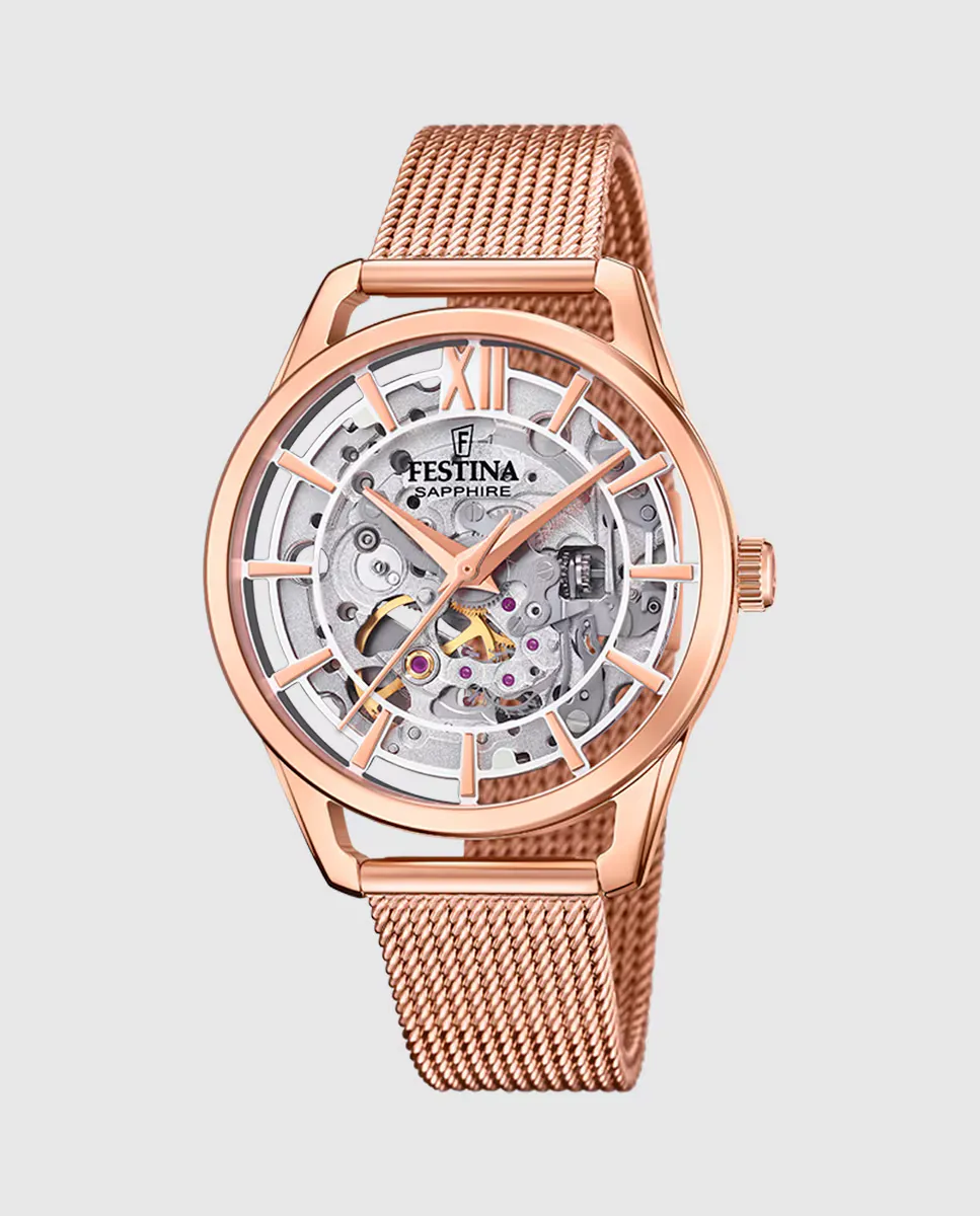 

Женские часы F20628/2 Автоматические розовые стальные Festina