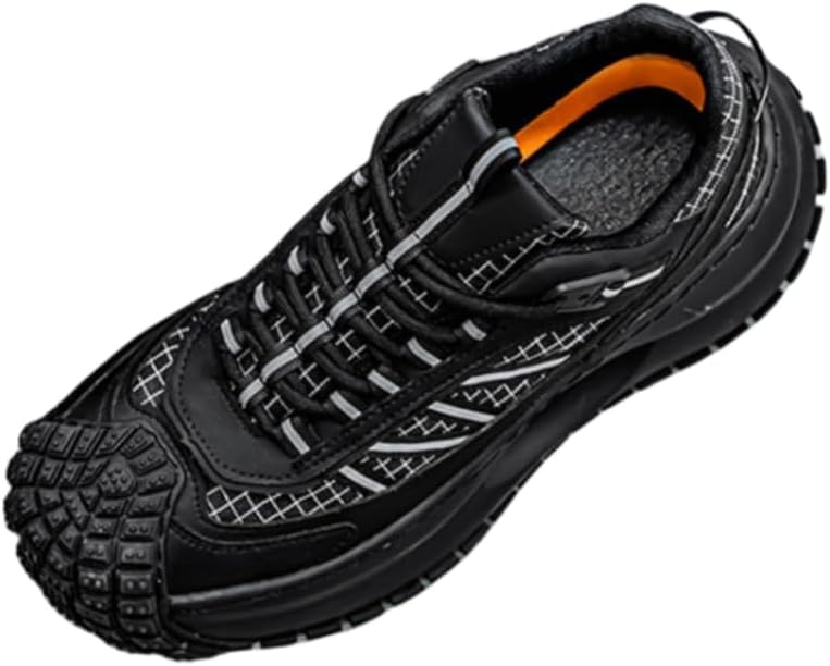 

Мужские низкие кроссовки на шнуровке - толстая подошва, противоскользящие и повседневные кроссовки с дышащей сеткой, прочный дизайн для комфорта и стиля на весь день Hoalox, черный