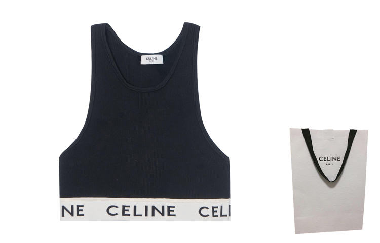 Спортивная вязаная футболка Athletic Knit Sports черно-кремового цвета CELINE — фото 3