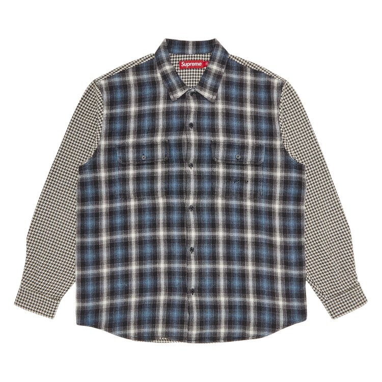 

Рубашка Supreme Houndstooth Plaid Flannel 'Navy', синий