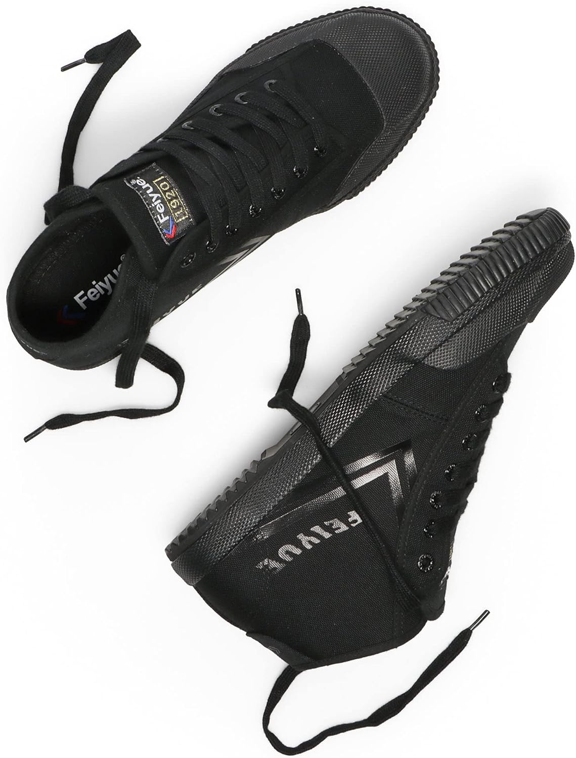 Кроссовки FEIYUE Fe Mid 1920 из парусины для занятий боевыми искусствами, унисекс, средней высоты. Отличные кроссовки для боевых искусств, паркура, силовых тренировок и повседневной носки, черный — фото 3