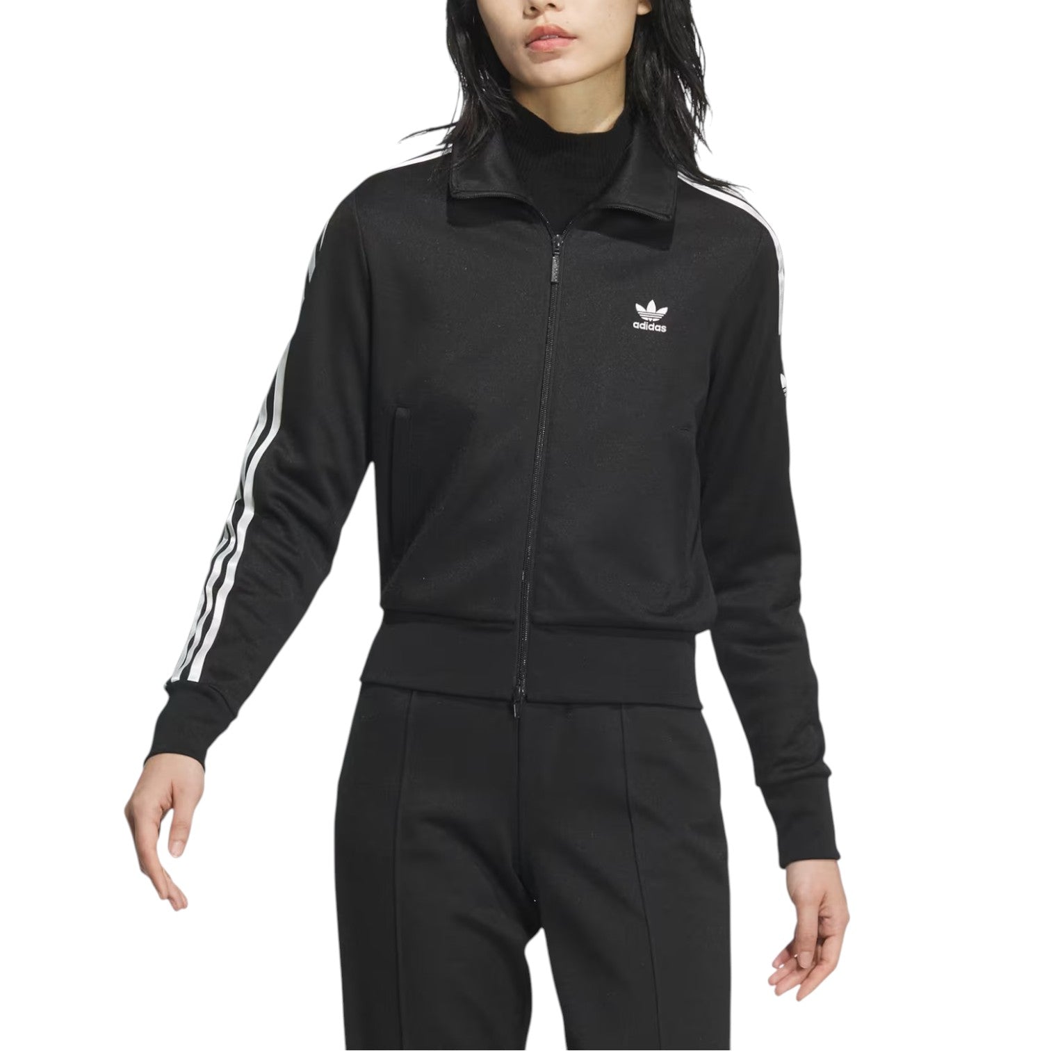 Куртка (WMNS) adidas Retro Trefoil Sports Jacket 'Black' — фото 2