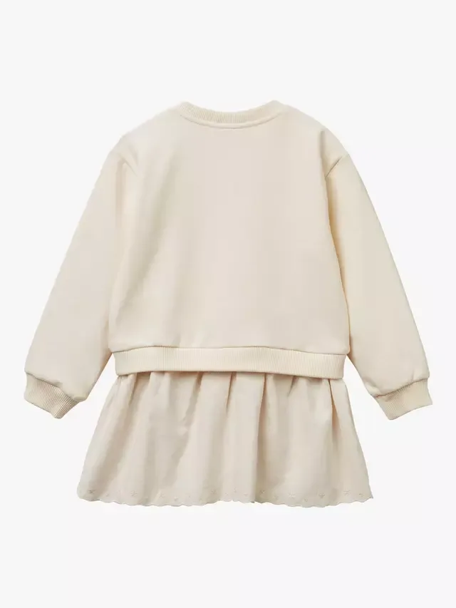 Детское флисовое платье-толстовка, белое Benetton — фото 2