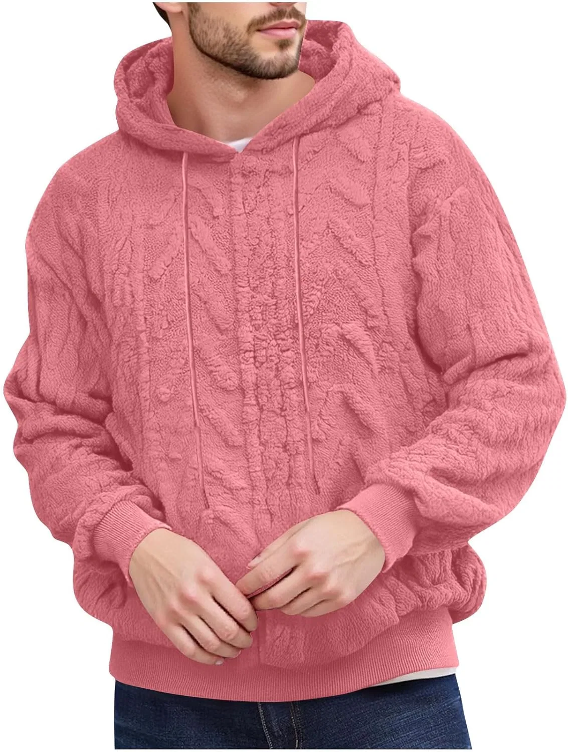 Толстовка на молнии мужская с капюшоном, Hot Pink