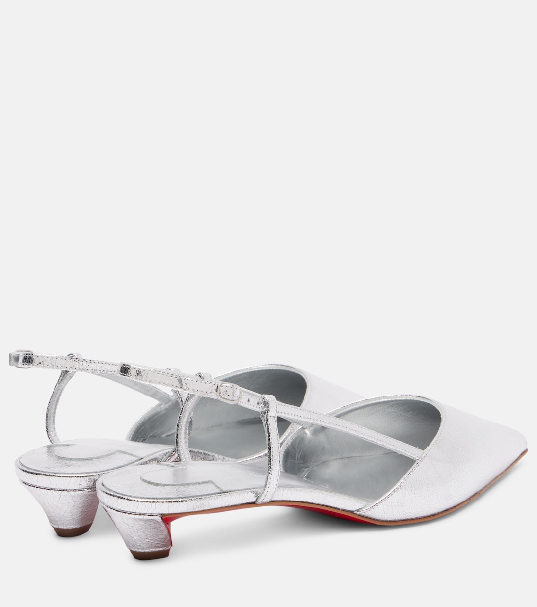 Туфли-лодочки Miss Z Slingina 25 на ремешке Christian Louboutin, Silver/Lin Silver — фото 2