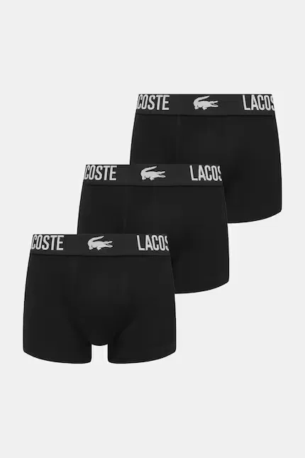 Боксеры из хлопка с эластаном 3 шт Lacoste, черный