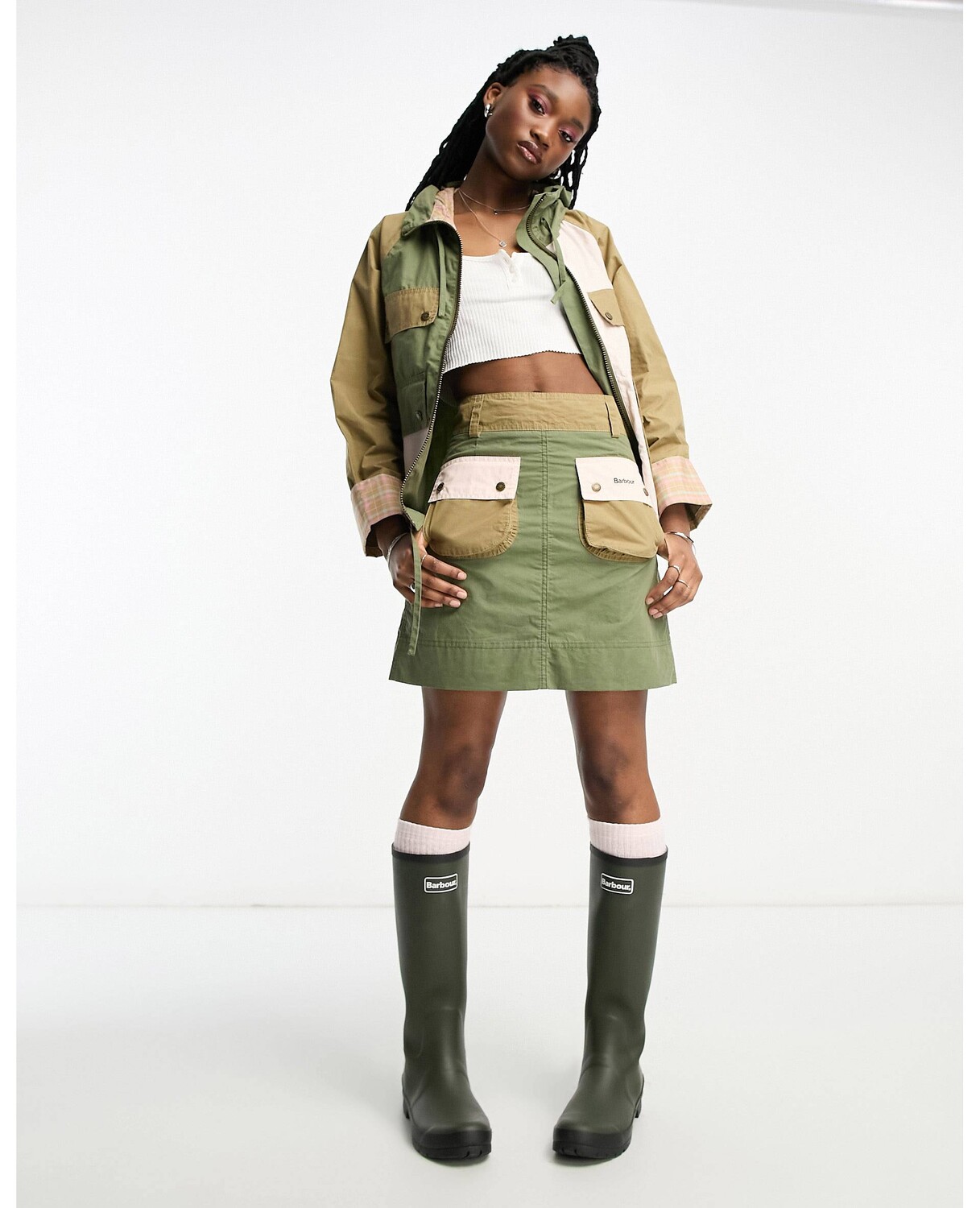 

Легкая вощеная мини-юбка в стиле милитари Barbour x ASOS
