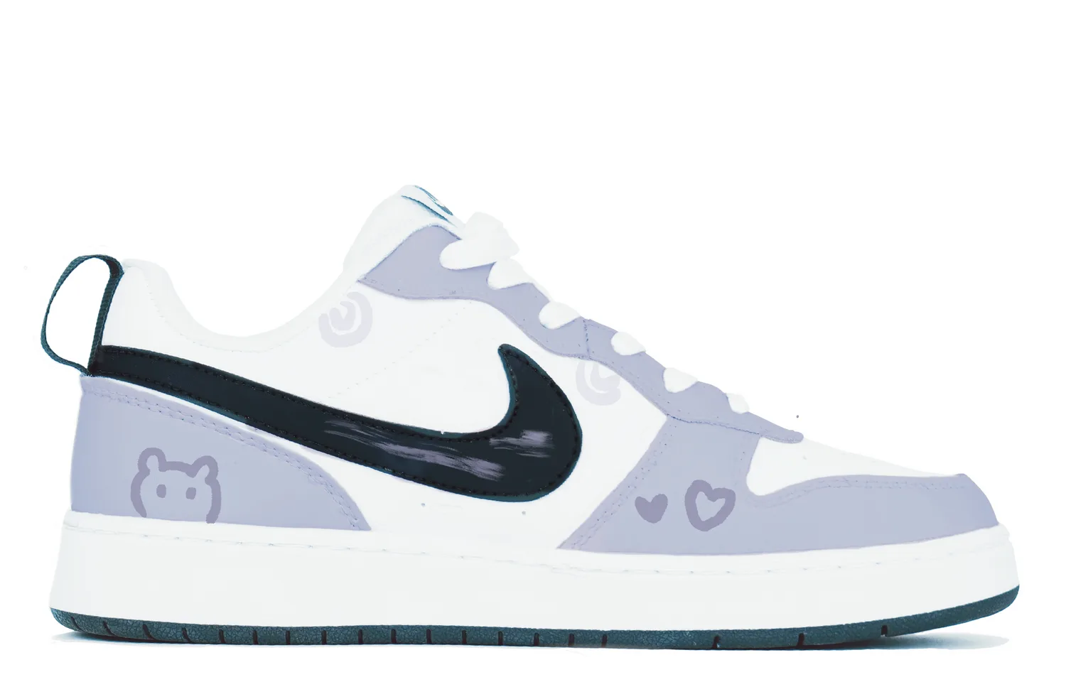 Nike Court Borough Low синтетические кожаные противоскользящие баланс лоу-топ детские скейтборд кроссовки розовые голубые подростковые — фото 2