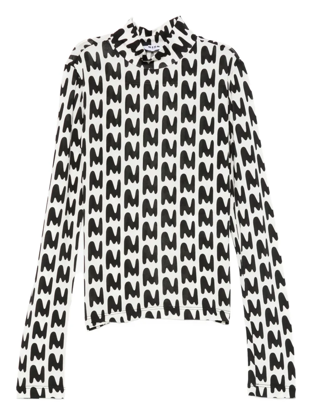 

Футболка с абстрактным принтом и воротником-стойкой MSGM Kids, белый