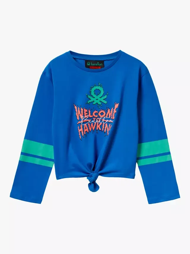 Футболка с длинными рукавами X Stranger Things Welcome To Hawkins, кобальтово-разноцветная Benetton