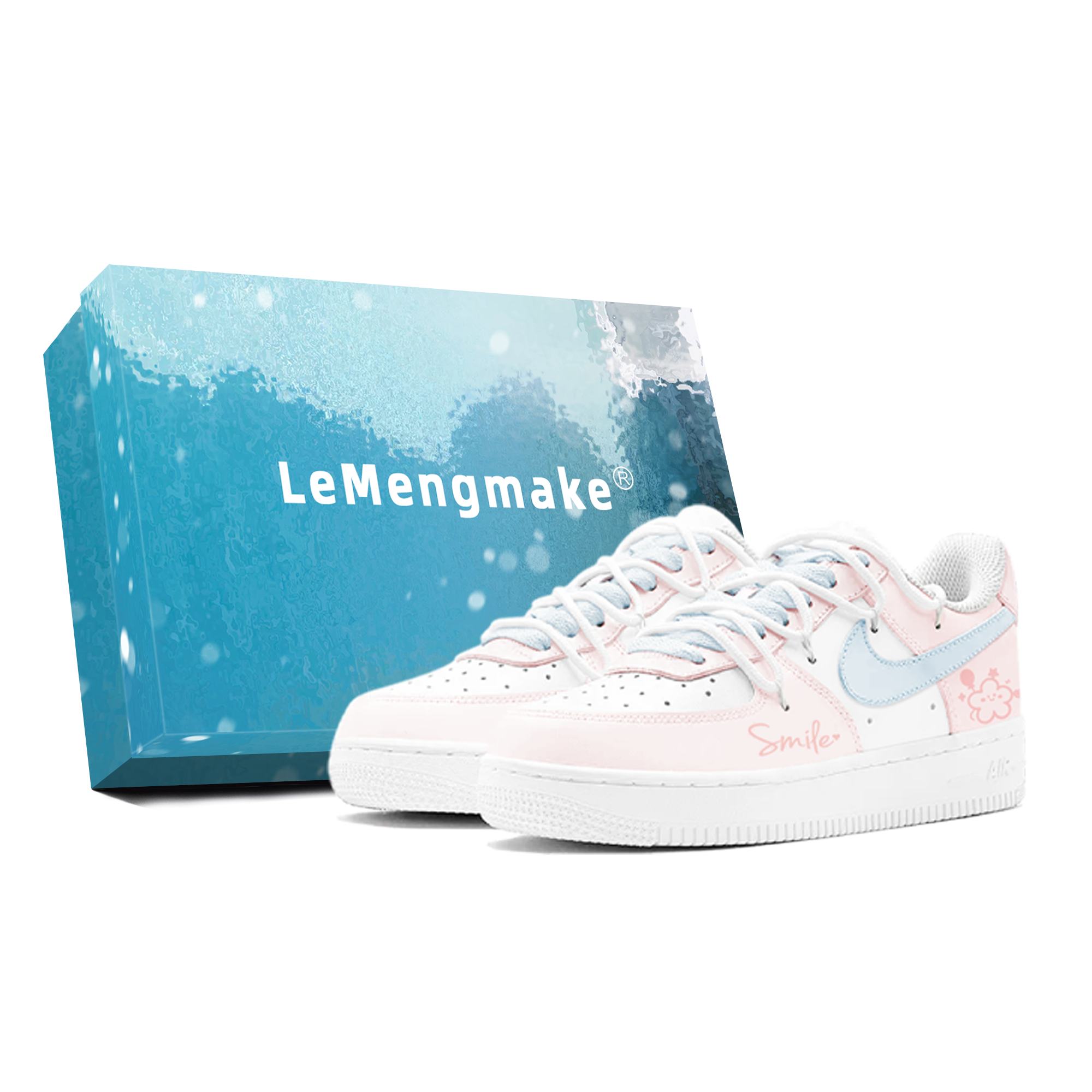 

Детские кроссовки для скейтбординга Air Force 1 для начальной школы Nike, белый/синий/розовый