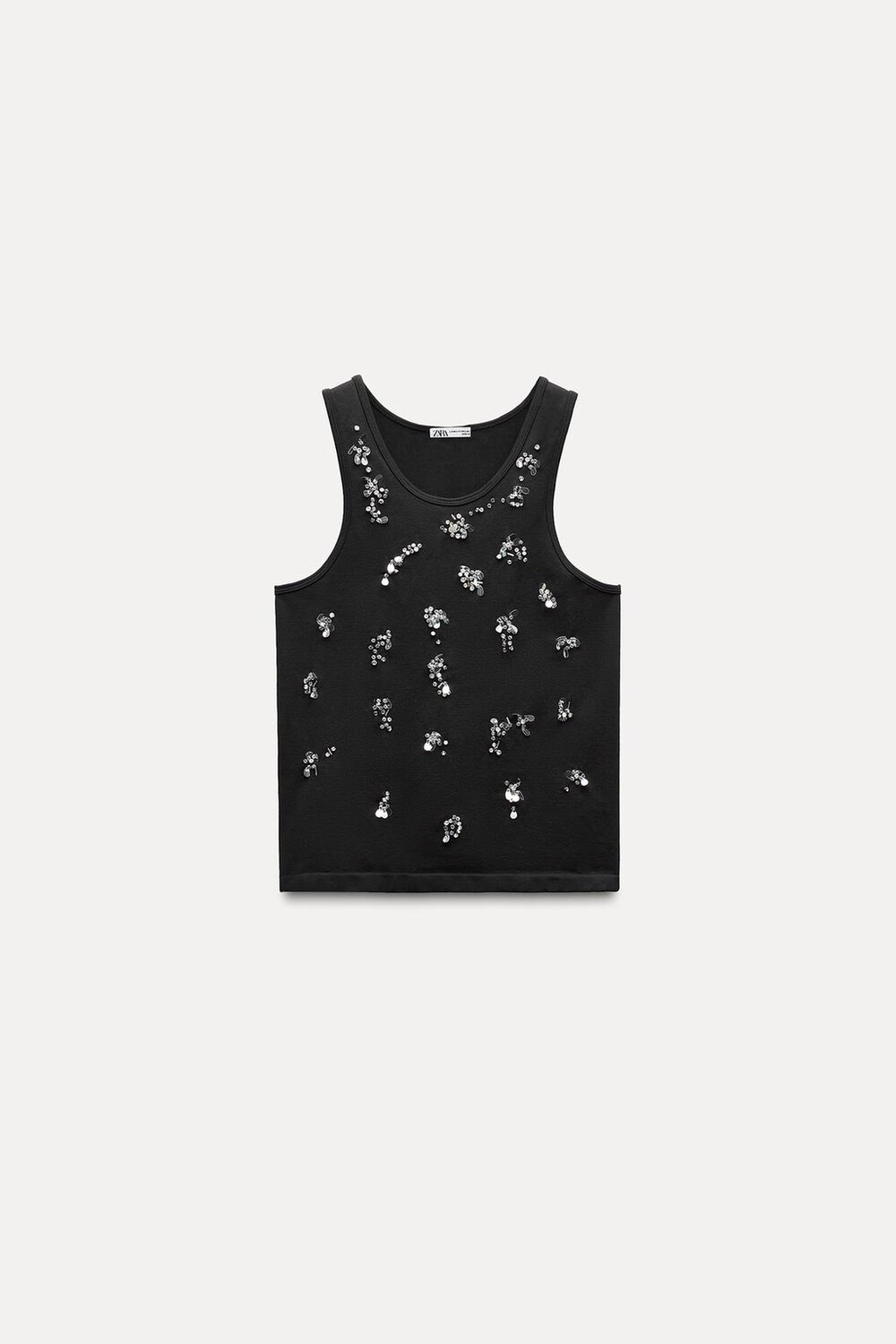 

Бесшовный топ со стразами ZARA, черный