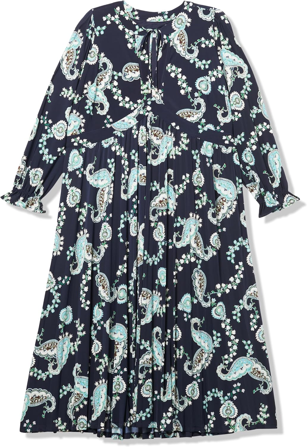 

Женское платье миди Tommy Hilfiger с плиссированной юбкой и принтом из джерси с завязкой на горловине, Sky Captain Multi