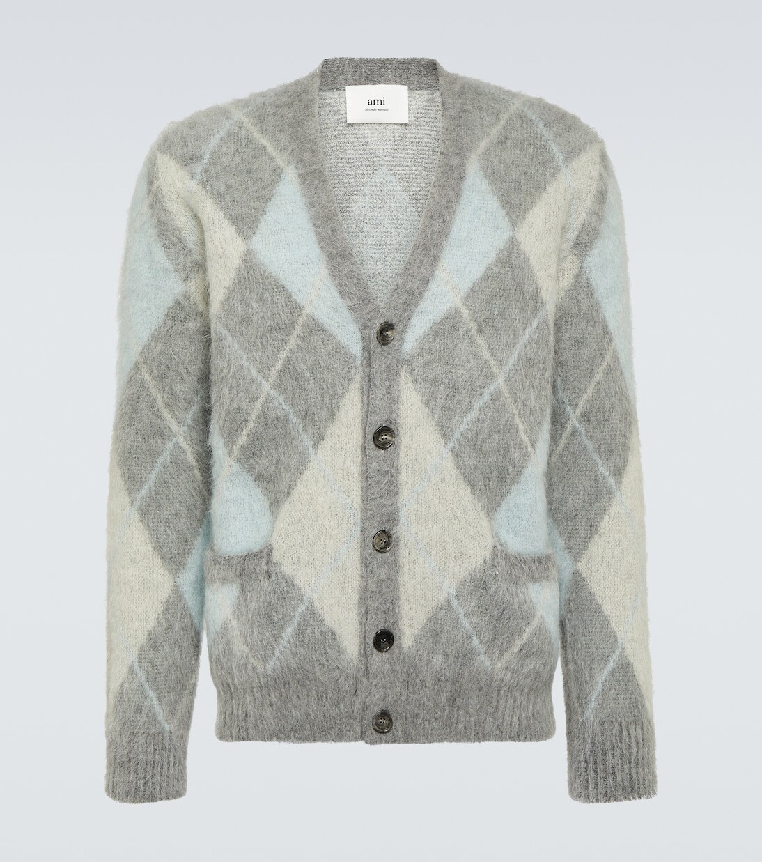

Кардиган с узором argyle из смесовой шерсти Ami Paris, мультиколор