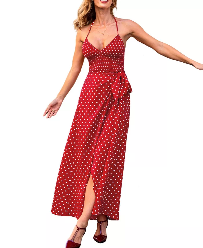 

Женское пляжное платье макси Honey Please в горох Cupshe, красный