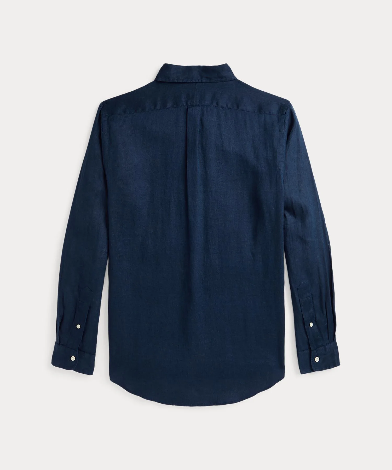 Мужская рубашка классического кроя из льна с вышитым пони POLO RALPH LAUREN темно-синяя — фото 2