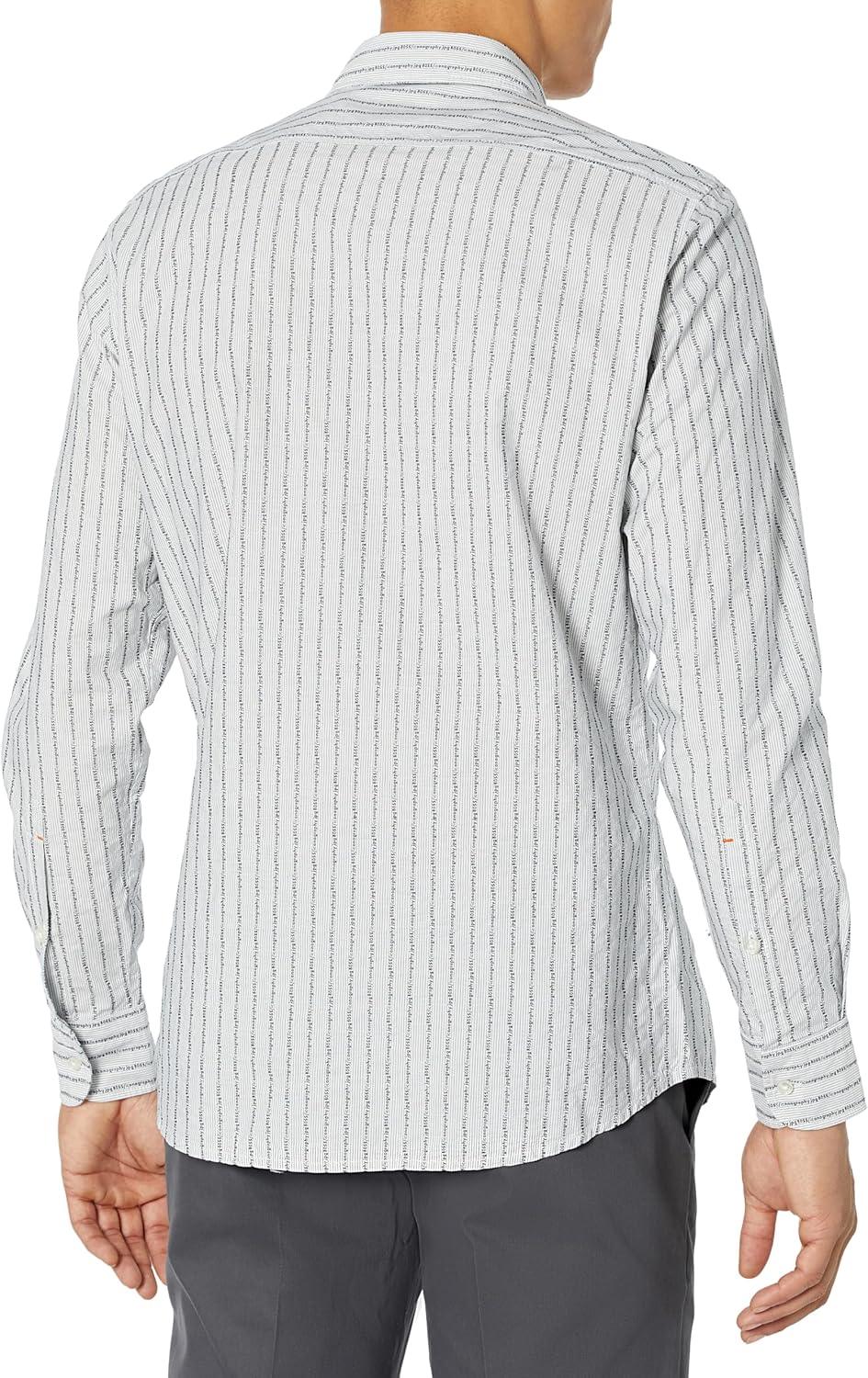 BOSS мужская рубашка Remiton с вертикальным узором на пуговицах, Blank White/Navy Blue — фото 2