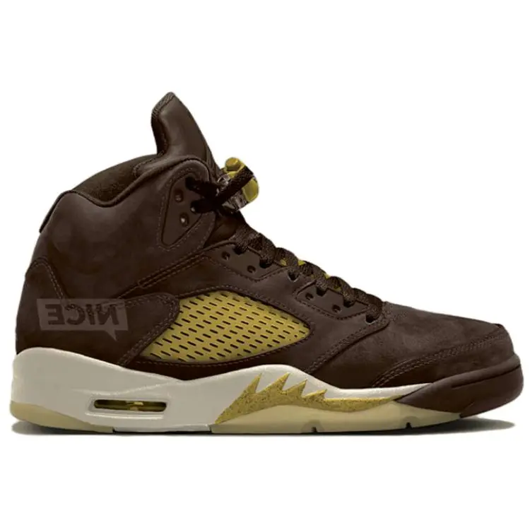 Кроссовки Air Jordan 5 Vintage Basketball Shoes Men Mid-top Brown, коричневый — фото 2