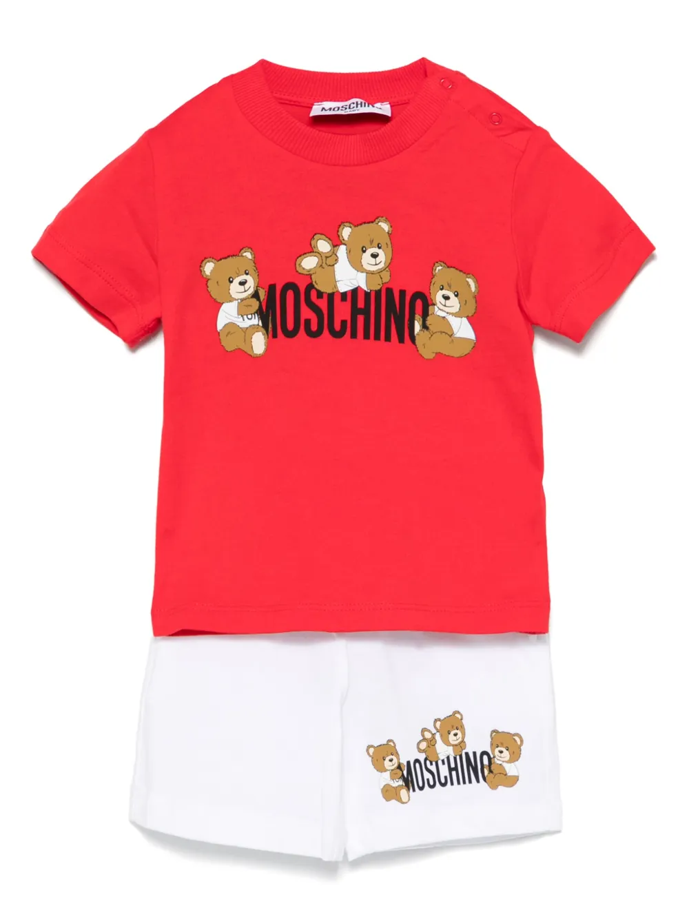 

Комплект из футболки и шортов с логотипом Moschino Kids, белый