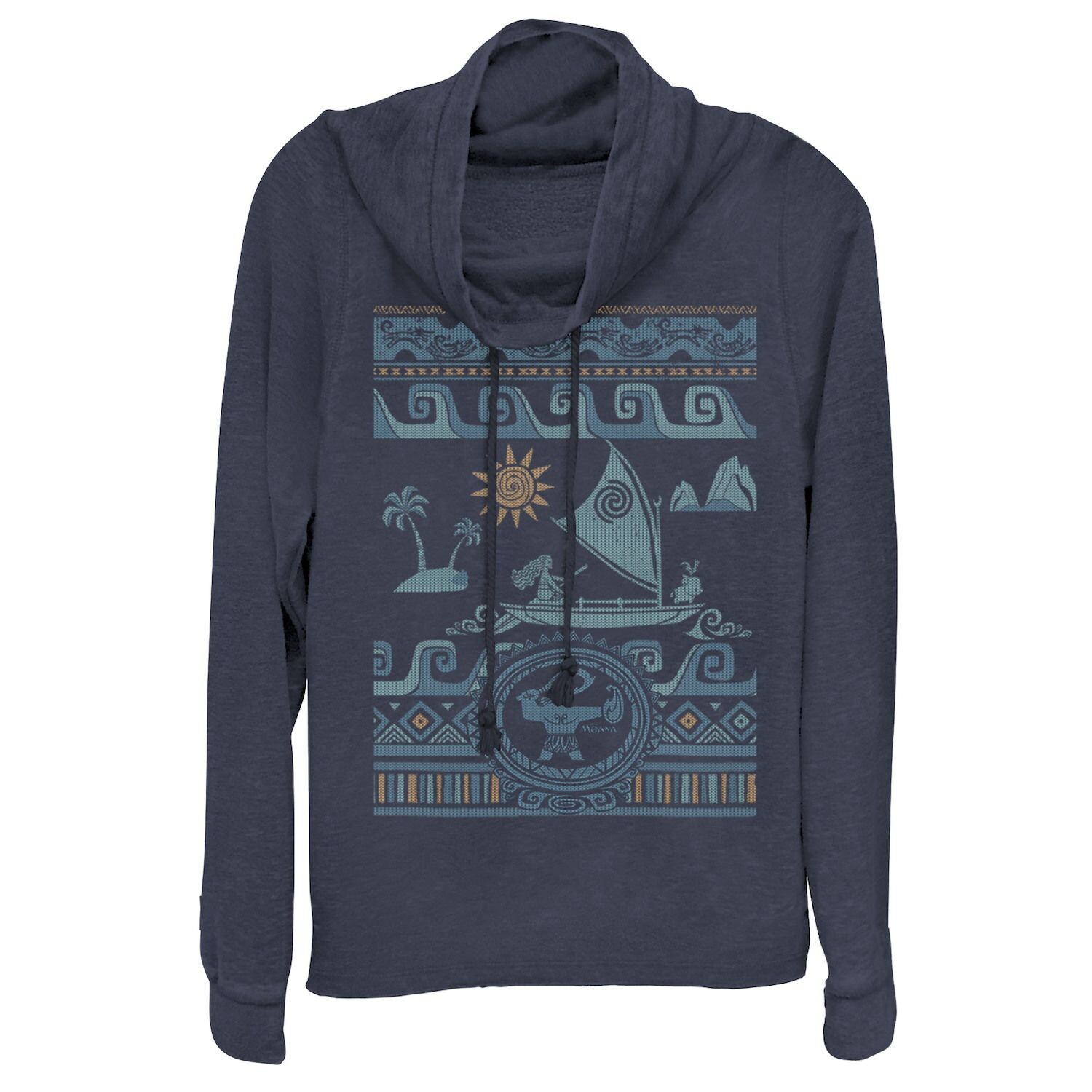 

Disney's Moana Juniors' Boat Waves Ugly Christmas Sweater Пуловер с капюшоном и воротником-хомутом Licensed Character