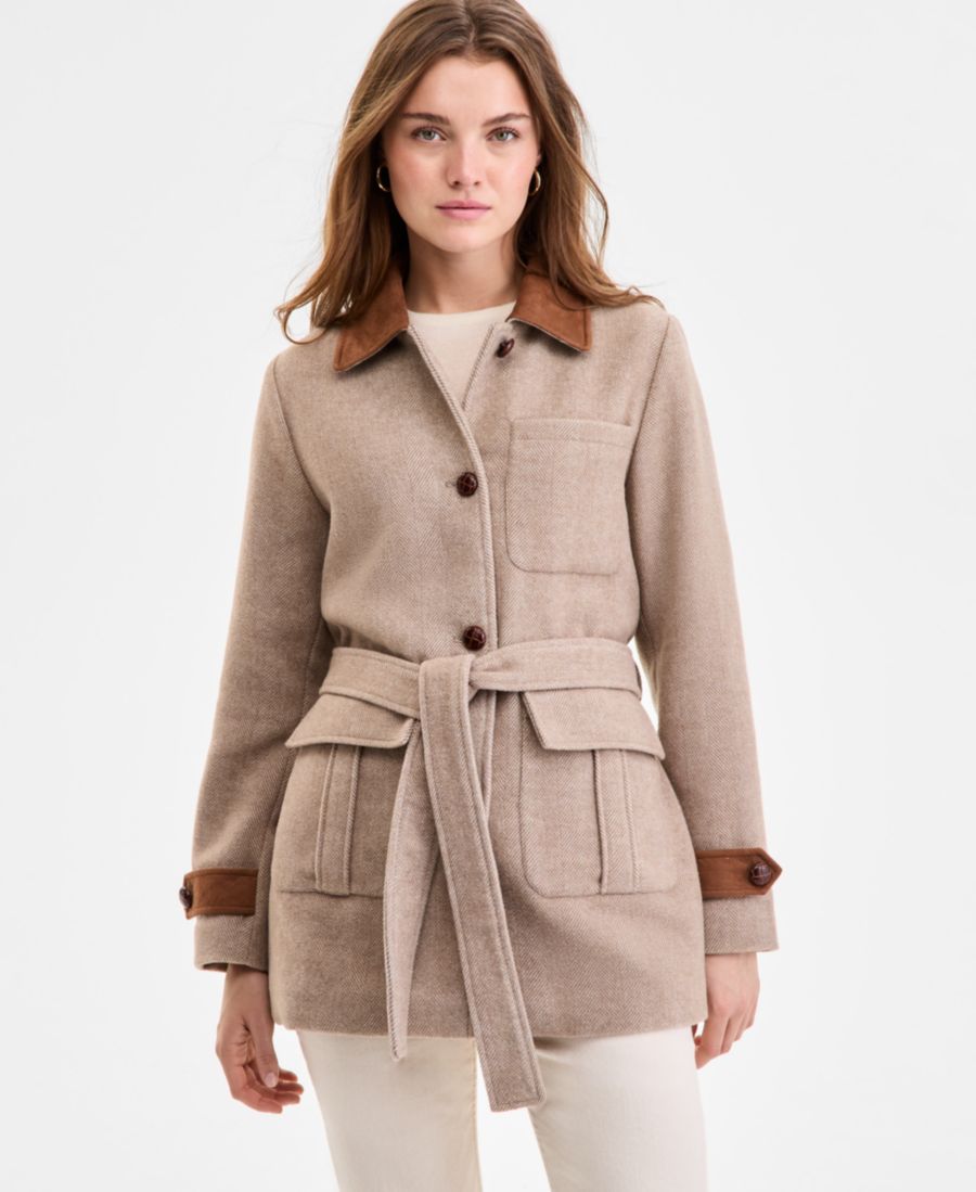 

Женский однобортный жакет с поясом Steve Madden, Camel