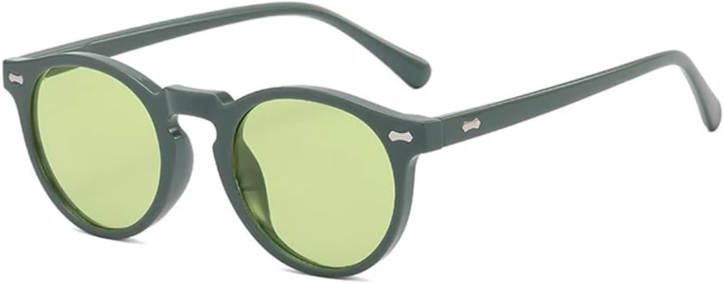 

Солнцезащитные очки для мужчин и женщин - защита от УФ-излучения UV400 - круглые заклепки, темно-зеленый цвет, в стиле панк, для занятий спортом на открытом воздухе и вождения DSVIGF, Green Green