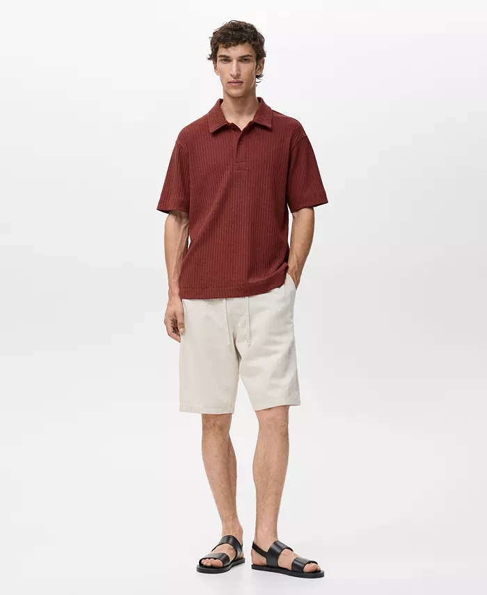 

Мужская текстурированная вязаная поло Mango, красный