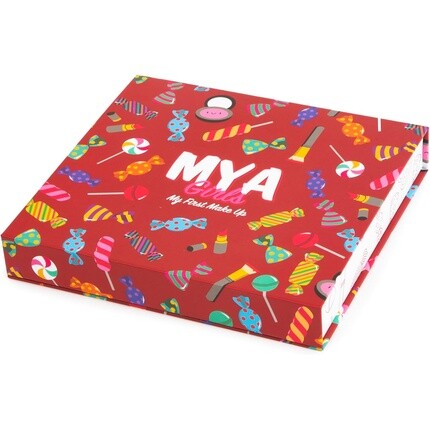 

MYA Girls Makeup for Girls Candy Box Детский набор для макияжа с тенями для век, румянами, блеском для губ, лаком для ногтей и кисточкой