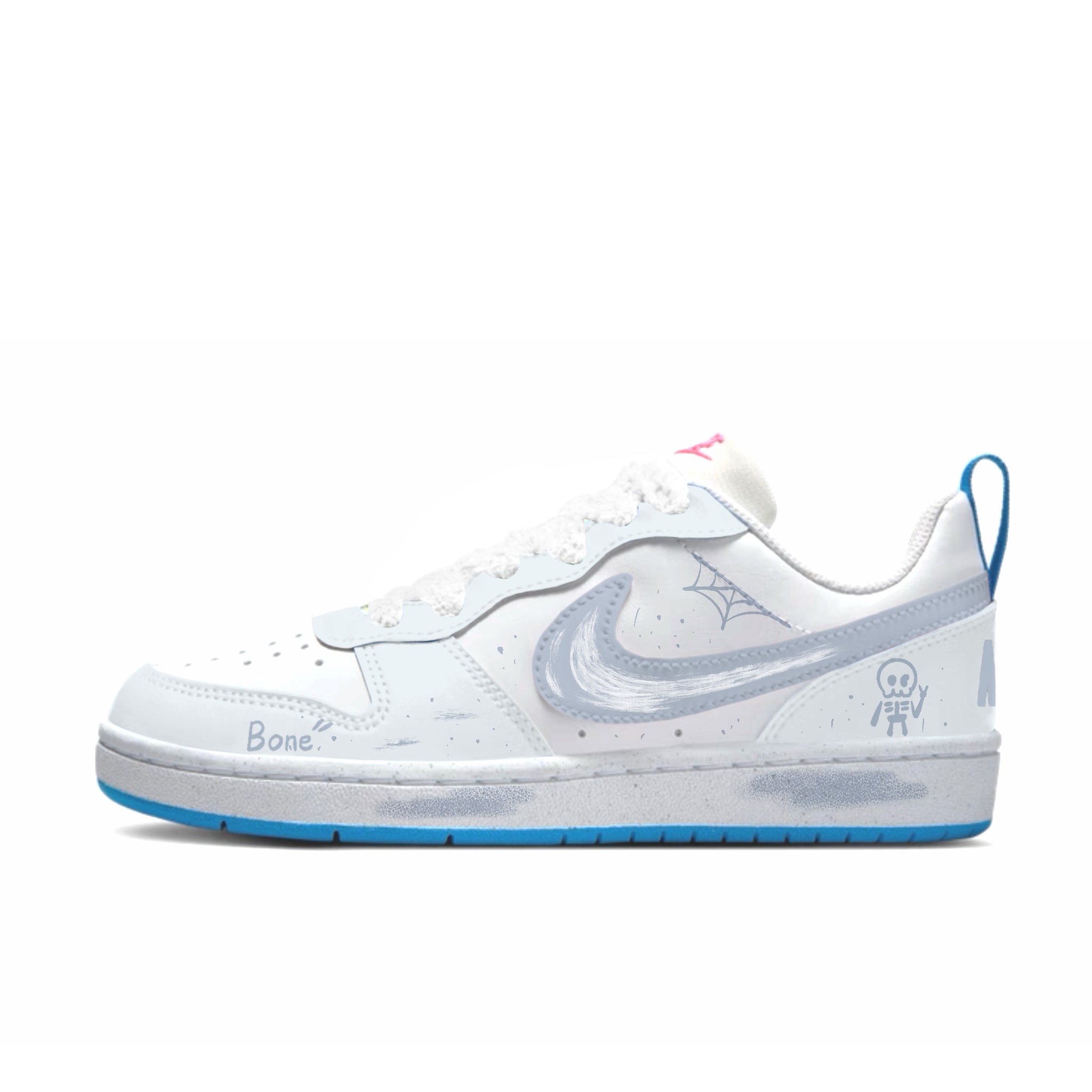 

Nike Кроссовки для скейтбординга Court Borough Bone Star Imprint Slip Resistant Abrasion Resistant Low top для детей бело-голубые