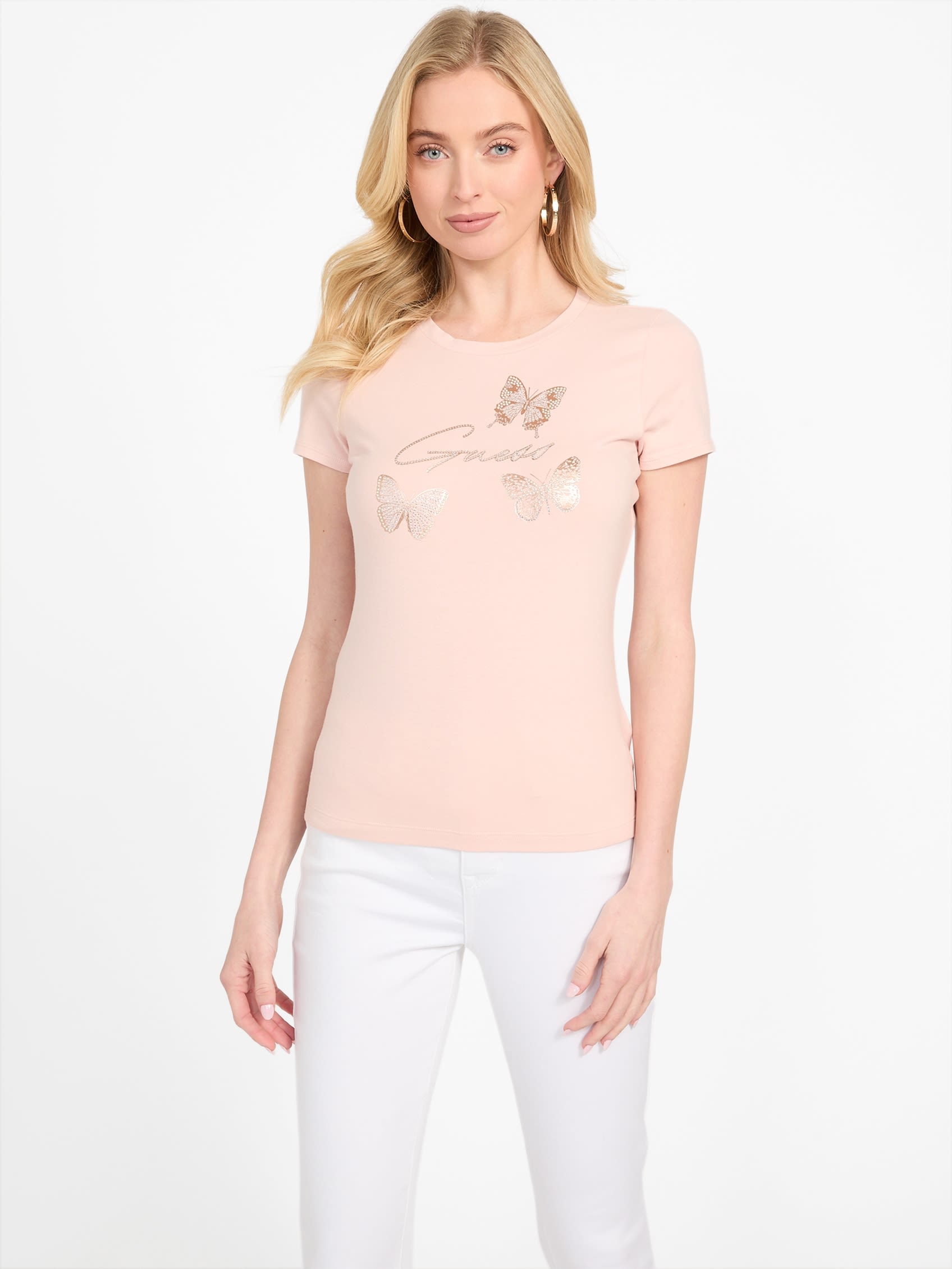 

Футболка с бабочкой Eco Athalia Guess Factory, цвет vapor rose
