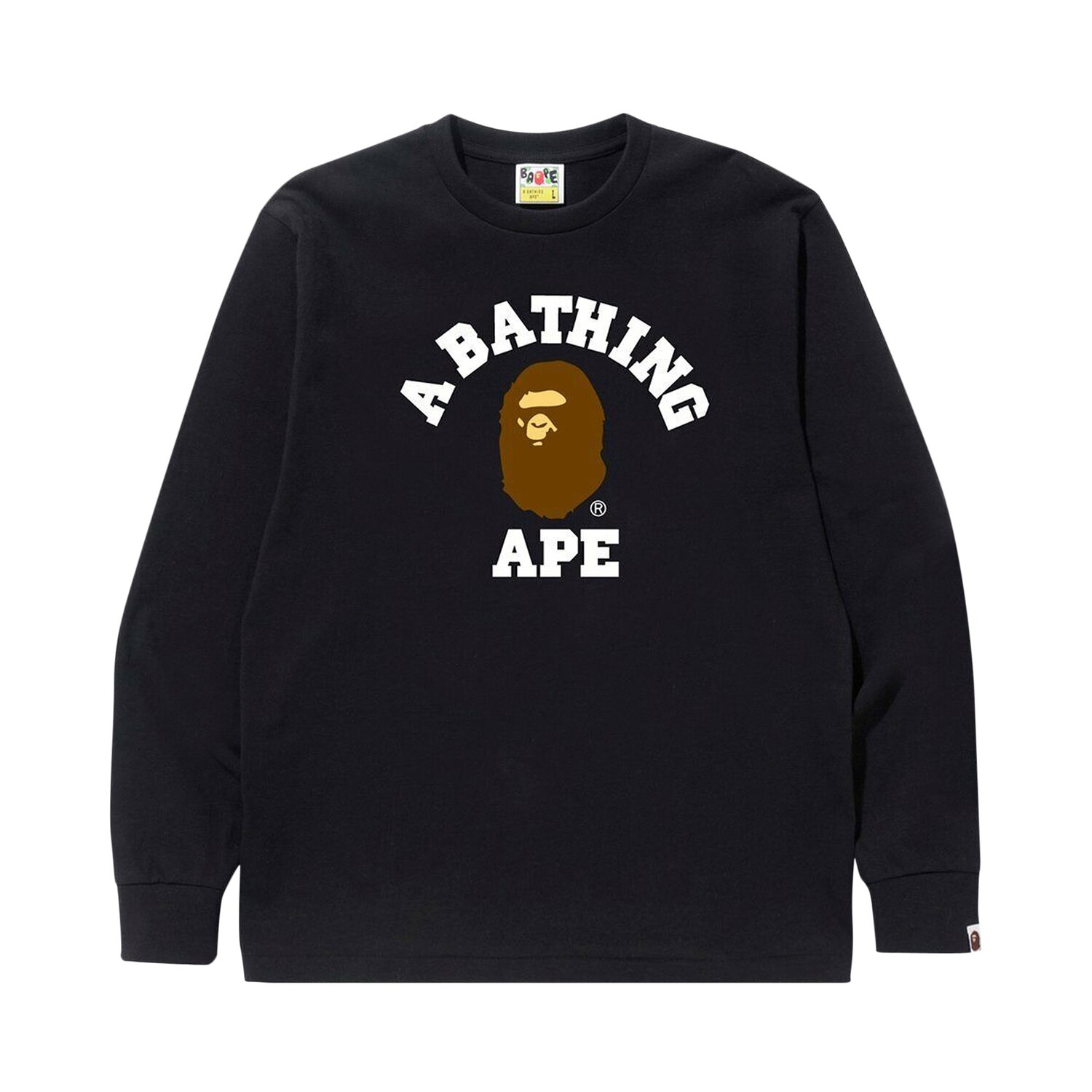 

Футболка с длинным рукавом BAPE College, черная, Черный, Футболка с длинным рукавом BAPE College, черная