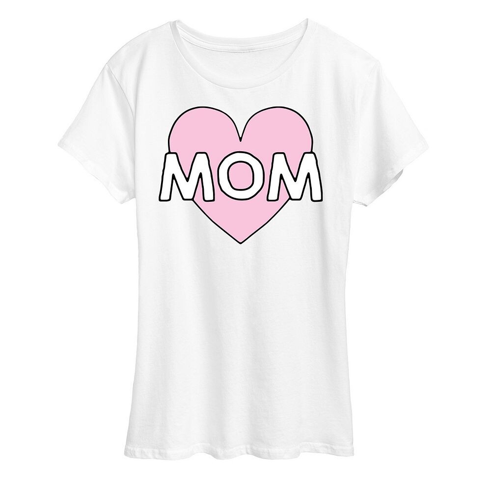 

Женская футболка с рисунком Mom Heart, белый