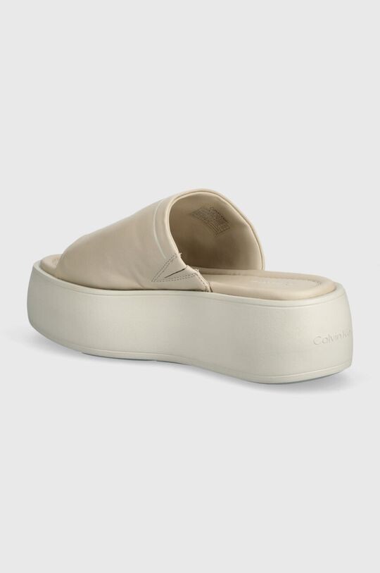 Кожаные шлепанцы Flatform Slide Lth Calvin Klein, бежевый — фото 3