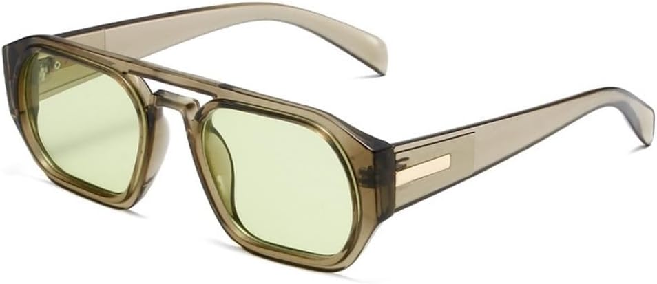 

Ретро солнцезащитные очки с двойной перемычкой, многоугольные, квадратные, женские, модные, зеленые и оранжевые, с защитой от УФ-излучения UV400, мужские, прозрачные, с градиентным переходом SKFGNX, Green Green