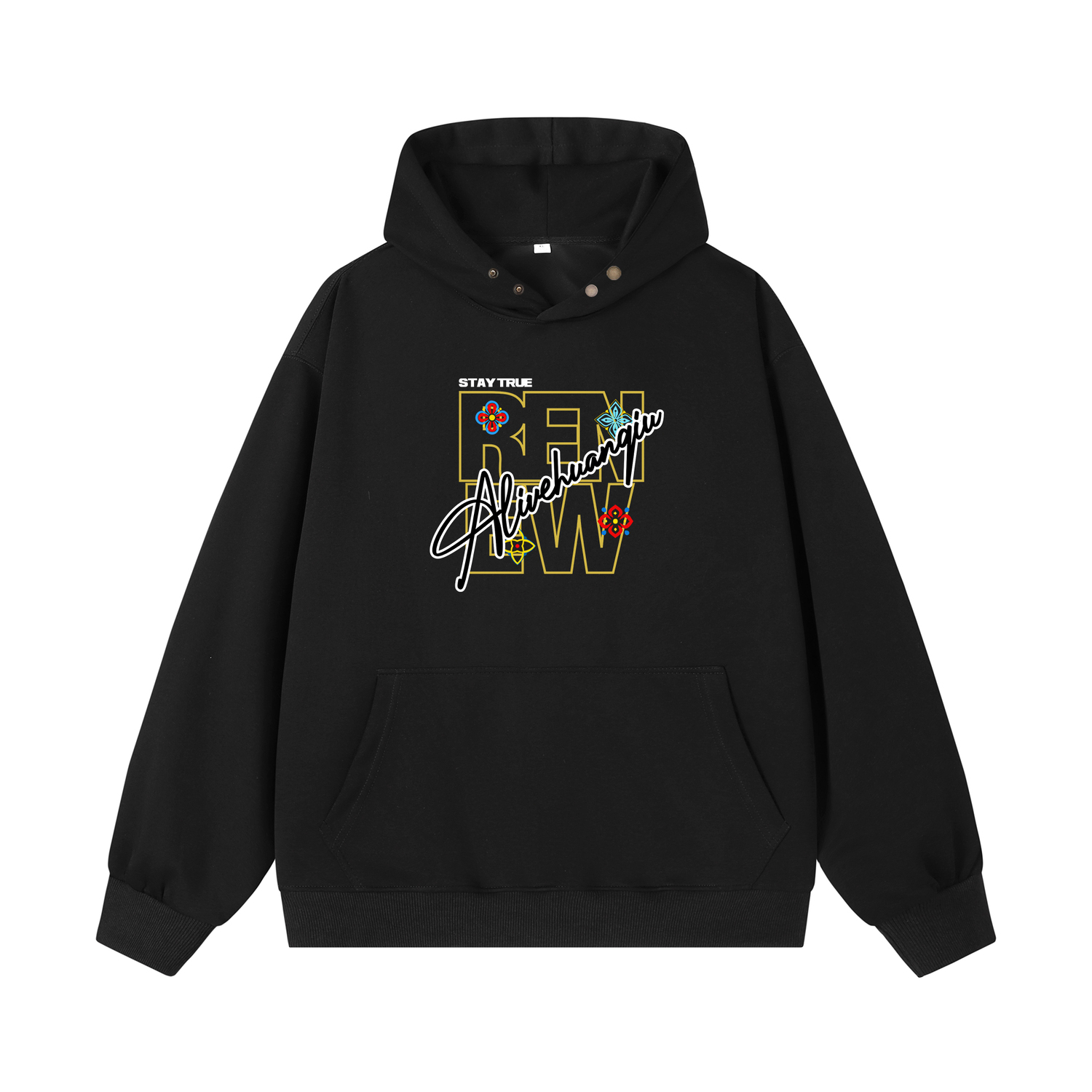 

Толстовка Unisex Hooded Moderate Heavyweight HUANQIU, черный (fleece-lined)