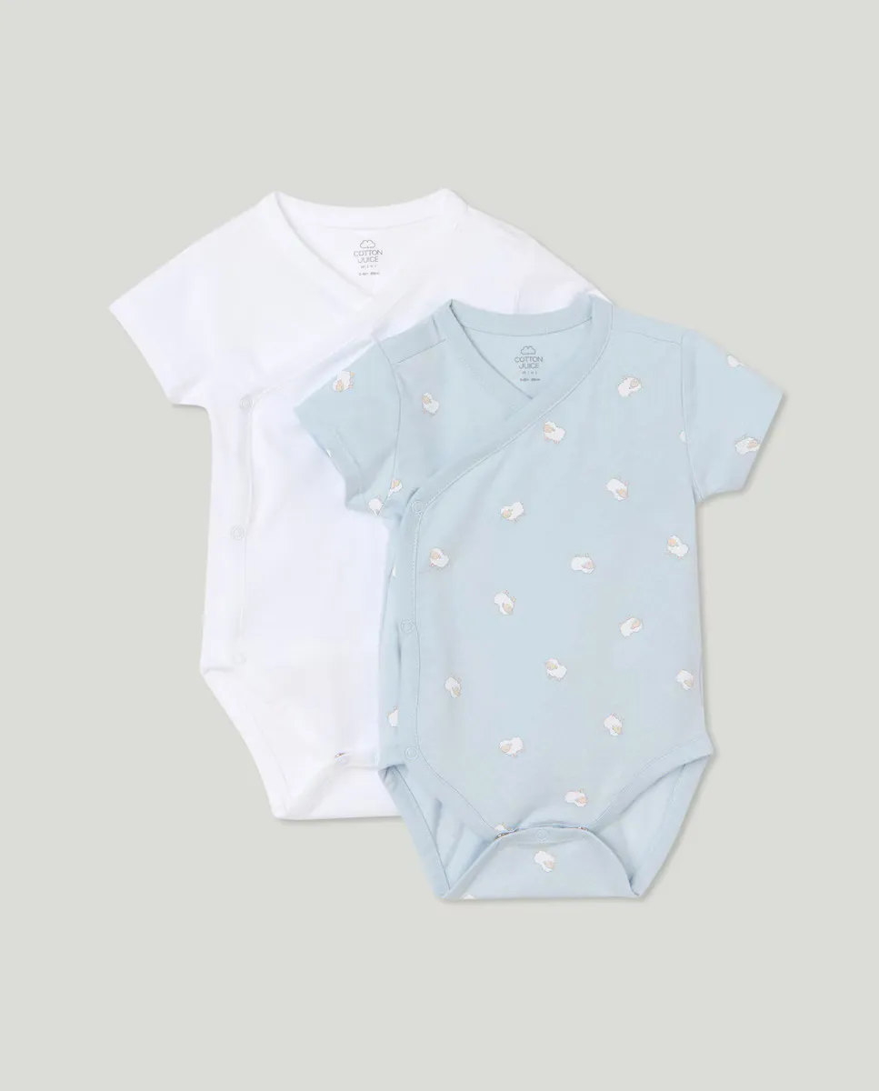 

Упаковка из двух боди с короткими рукавами Cotton Juice, синий