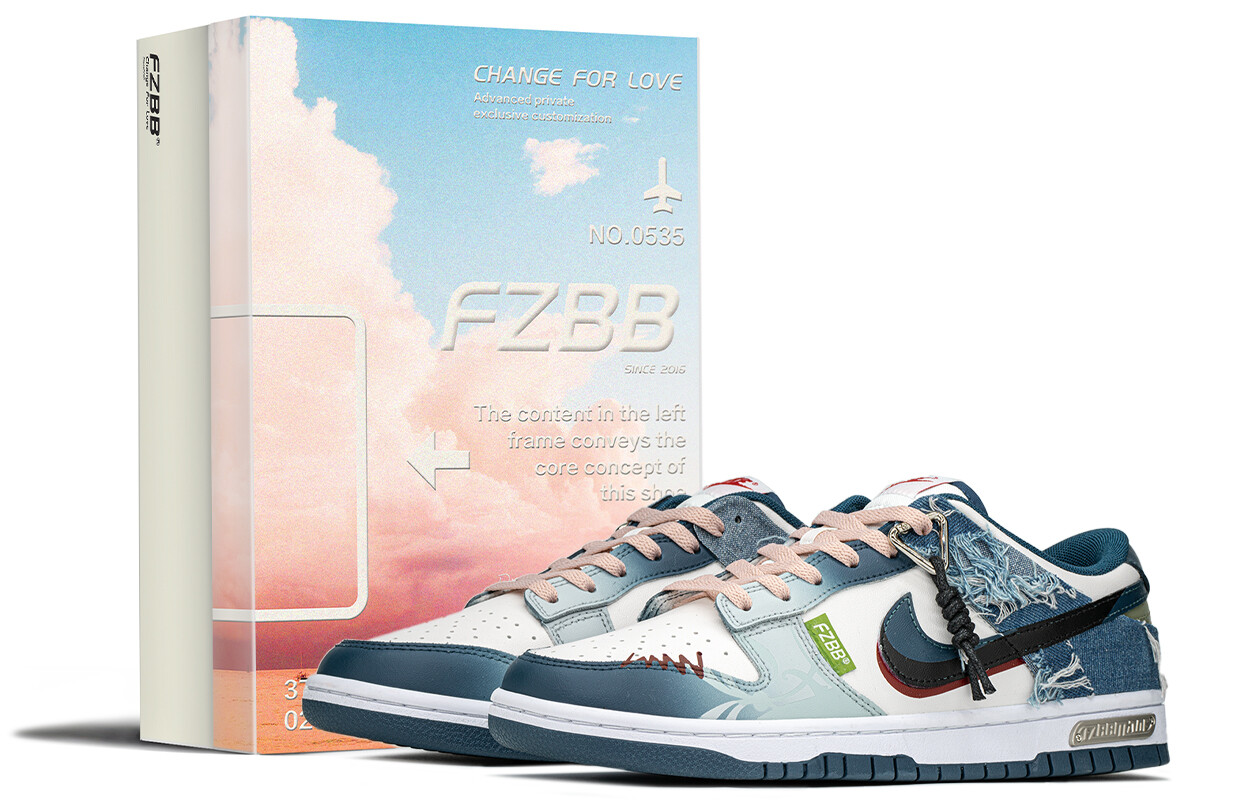 

Кроссовки Nike Dunk Skateboarding Shoes Men Low-top White/beige/blue, бежевый/синий