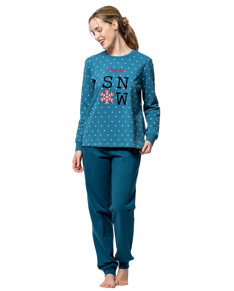 

Женская пижама из фланелевой ткани с принтом Señoretta, синий