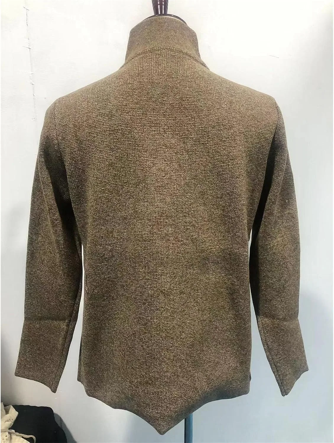 Мужской вязаный кардиган с воротником стойкой и карманами Slim Fit — фото 3