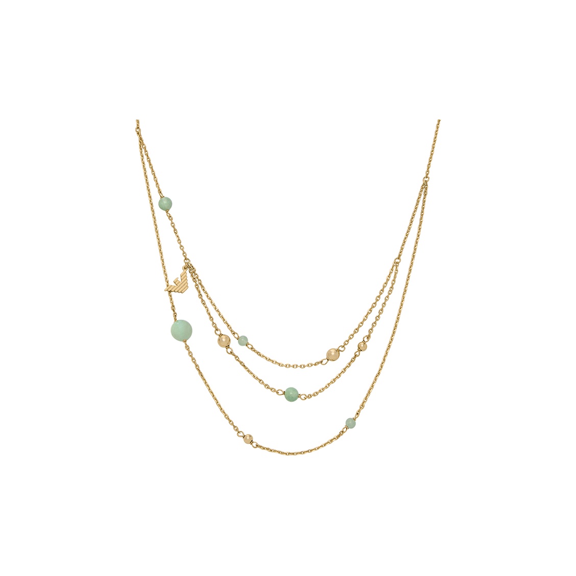 

EMPORIO ARMANI Золотистое зеленое авантюриновое многослойное ожерелье