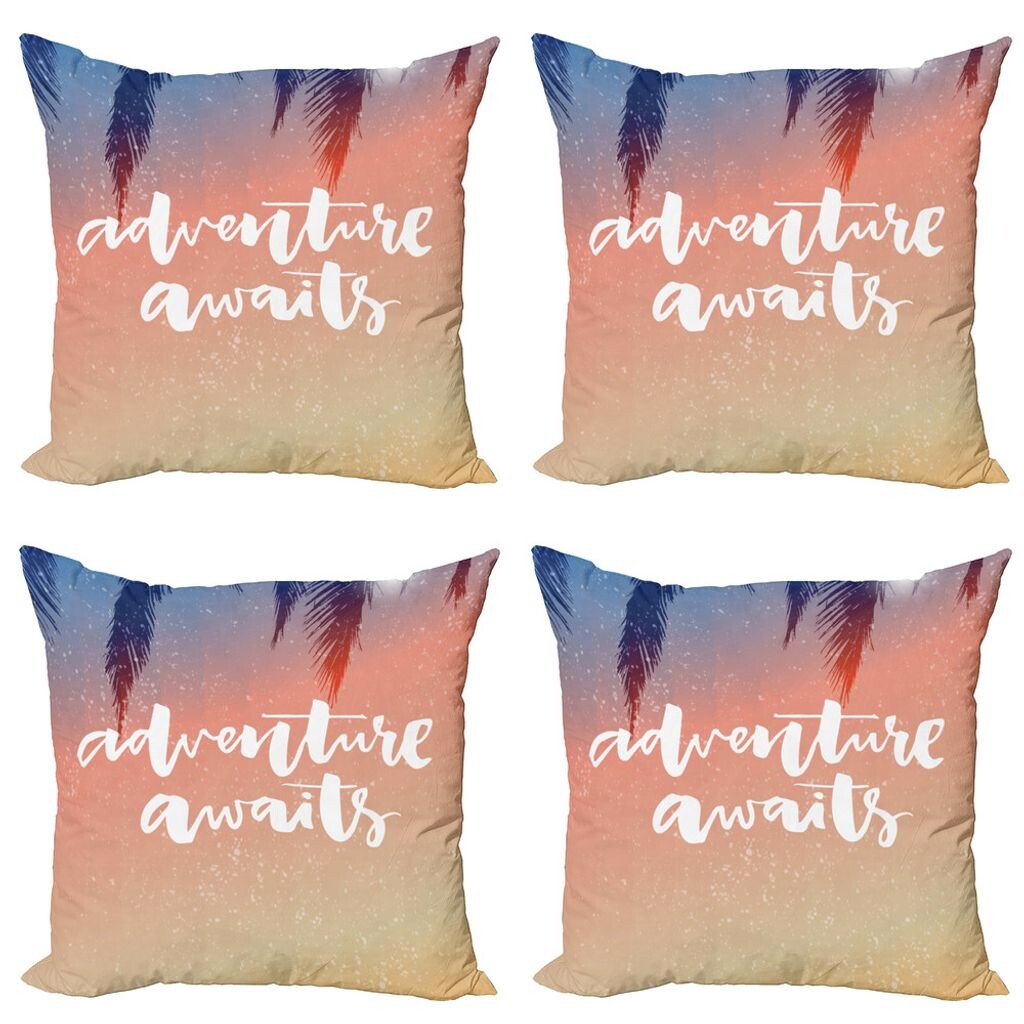 

ABAKUHAUS Adventure Набор чехлов для подушек (4 предмета), мотивационная тема, современная двусторонняя цифровая печать, 60 см x 60 см, разноцветные