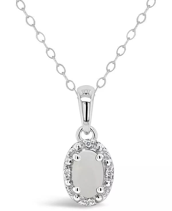 

Ожерелье с подвеской из стерлингового серебра с драгоценными камнями и бриллиантами Macy'S, opal