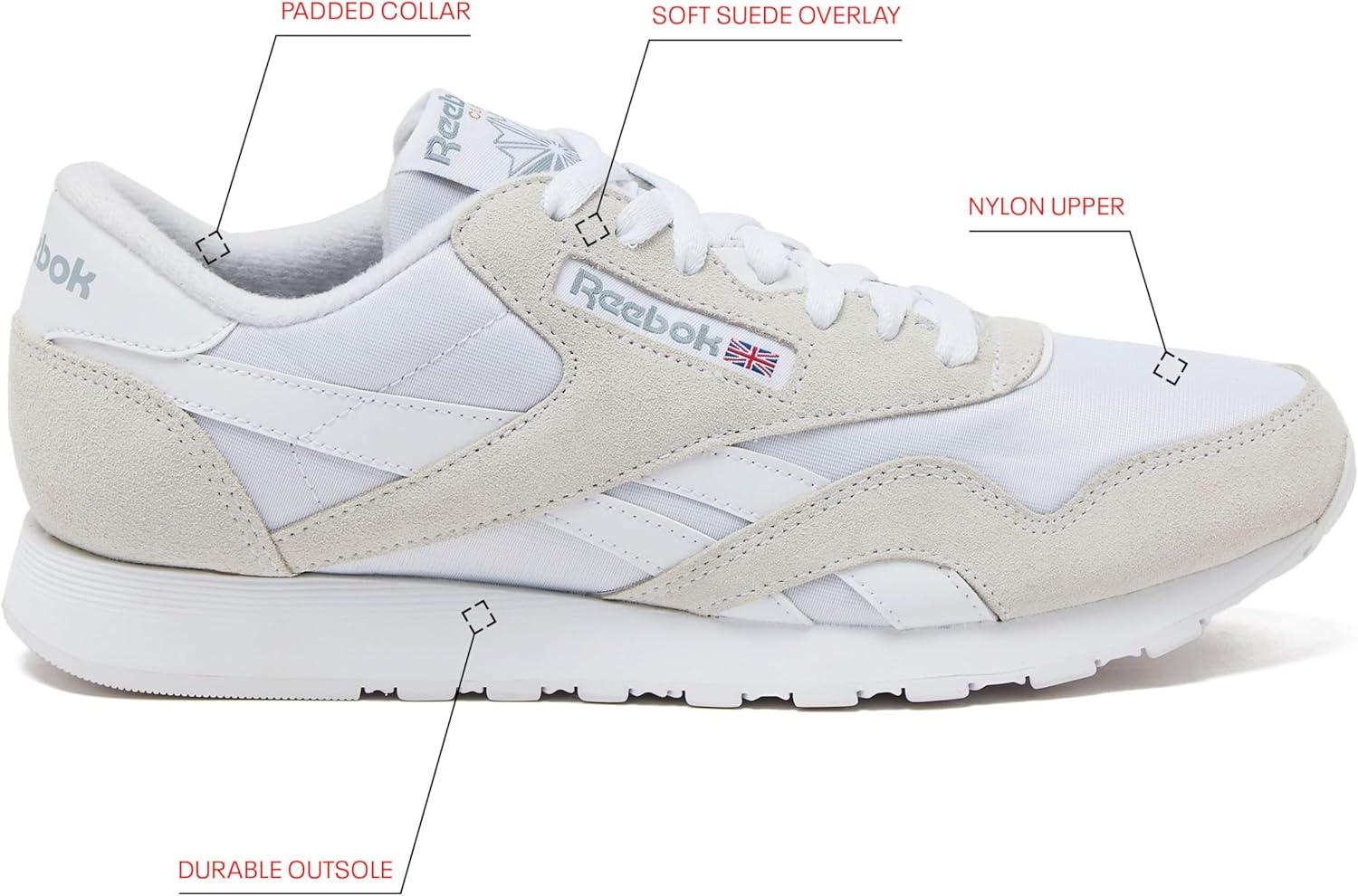 Мужские кроссовки Reebok Classic Nylon, белый — фото 2